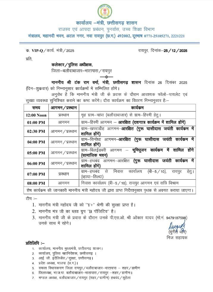 मंत्री श्री टंक राम वर्मा