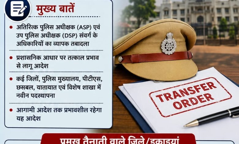 ब्रेकिंग : छत्तीसगढ़ पुलिस विभाग में बड़ा प्रशासनिक फेरबदल, एएसपी और डीएसपी स्तर के अधिकारियों के तबादले 17 छत्तीसगढ़ पुलिस